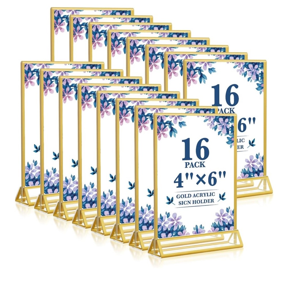 Gold Acrylic Sign Holder 16 Pack